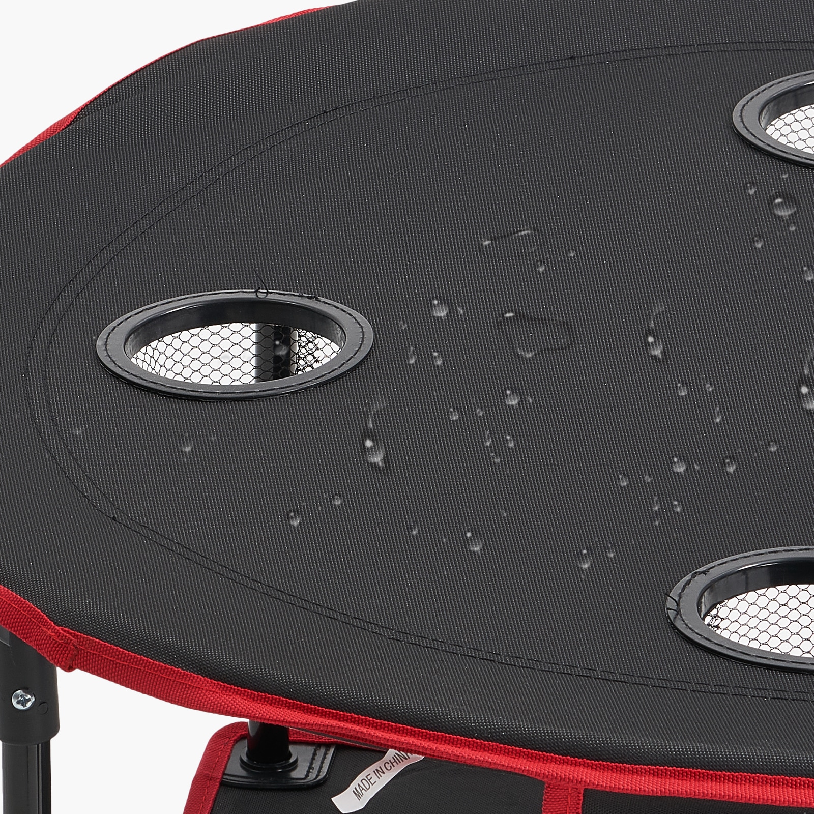 Folding Portable Camping Table Oxford Outdoor Picnic RoundTable 4 Cup Holders_voghion.com